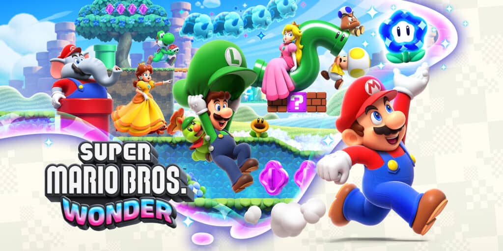 A promotional image for Super Mario Bros. Wonder.