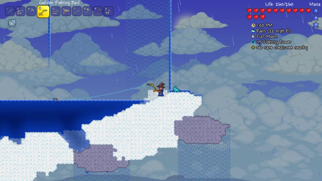 Fishing in Terraria.