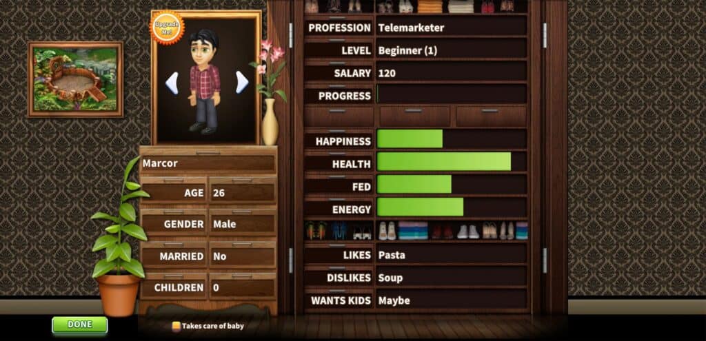 An in-game screenshot from Virtual Families 3.