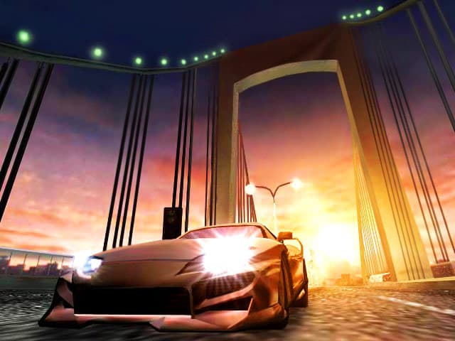 Car driving over a bridge in Midnight Club 2