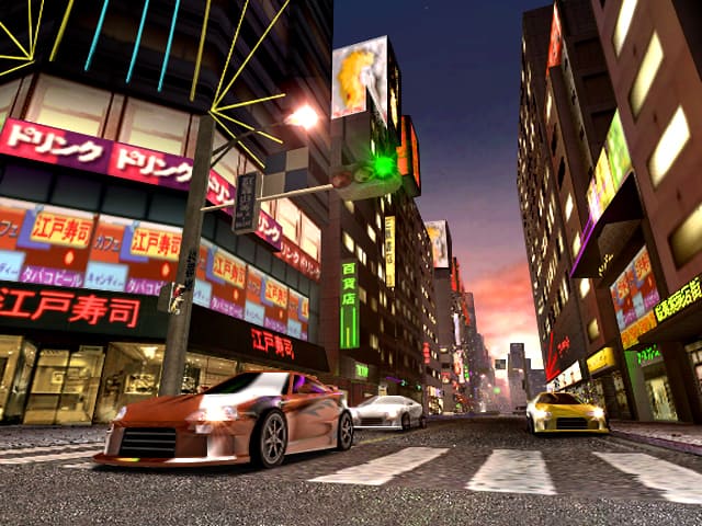 Cars racing in Tokyo in Midnight Club II