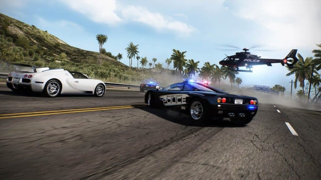 Police car chase in Need for Speed: Hot Pursuit Remastered.