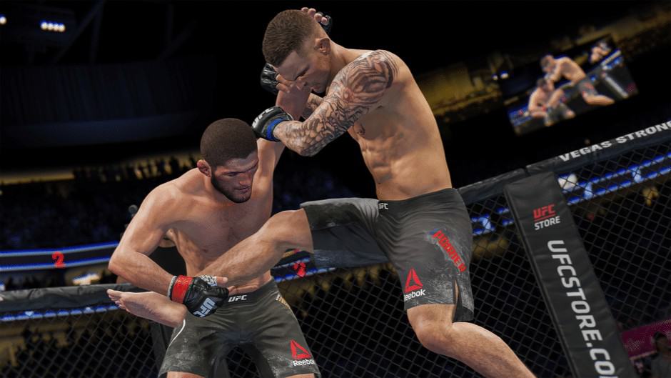 Conor McGregor and Khabib Nurmagomedov grappling in EA Sports UFC 4 