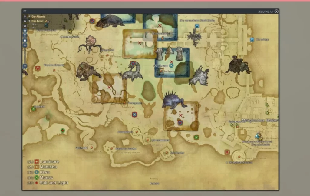 Final Fantasy XIV map screen