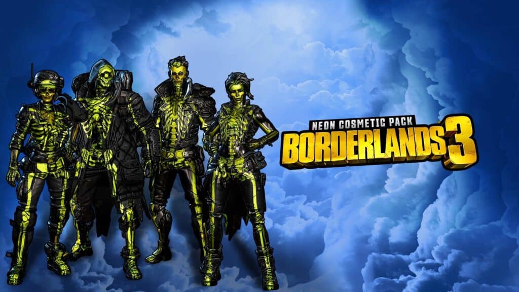 A Steam promotional image for Borderlands 3's Neon Cosmetic Pack.