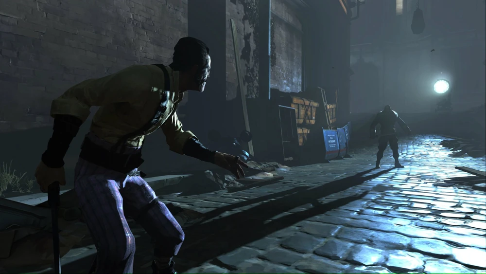 Dark alley in Dishonored.
