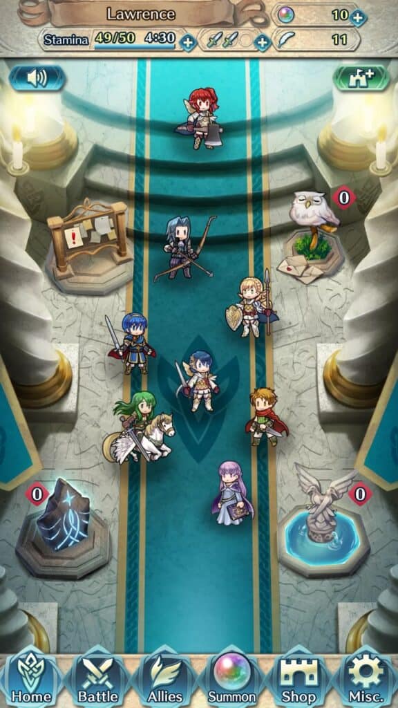 The gameplay view in Fire Emblem Heroes.