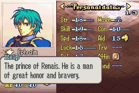 Ephraim in Fire Emblem: The Sacred Stones.