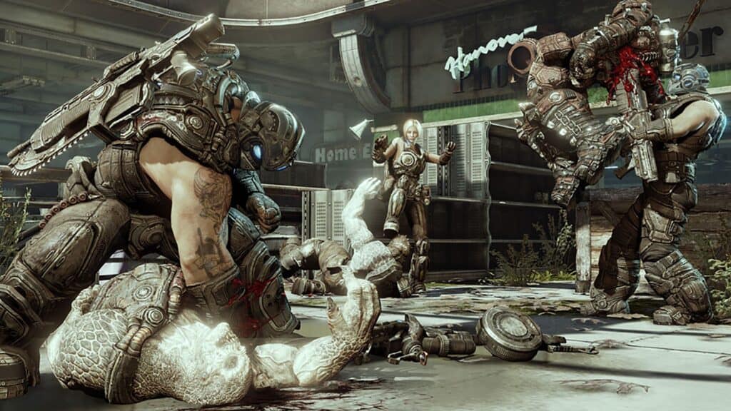 A promotional image for Gears of War 3.