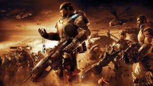 A promotional image for Gears of War 2.