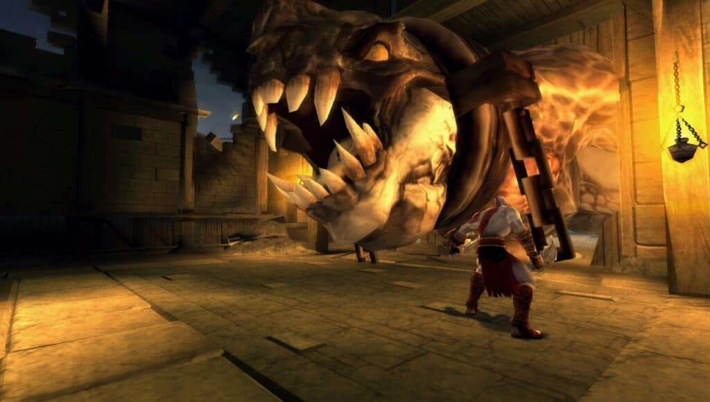 Kratos in the first PSP God of War game, God of War: Chains of Olympus.