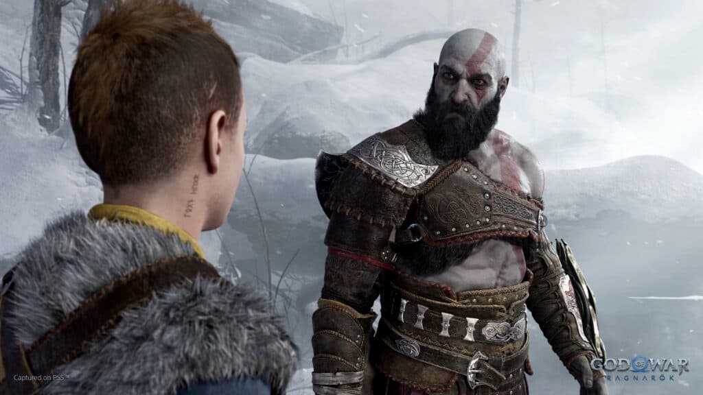 Atreus and Kratos in God of War Ragnarök.