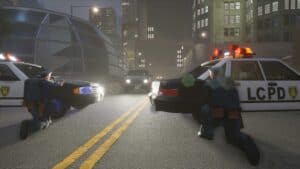 Police and Police cars in Grand Theft Auto III The Trilogy Definitive Edition.