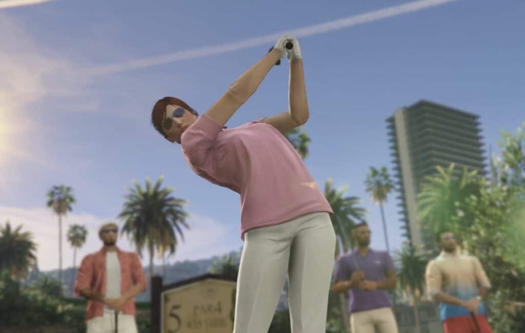 GTA V game trailer screenshot golf