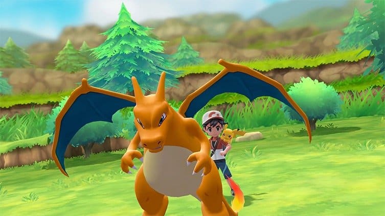 Playing a Charizard in Pokemon Let's Go.