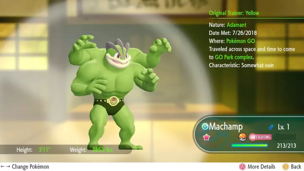 Machamp Pokemon in Let's Go.