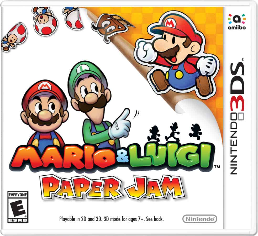The box art for Mario and Luigi Paper Jam features both Marios in this crossover game.