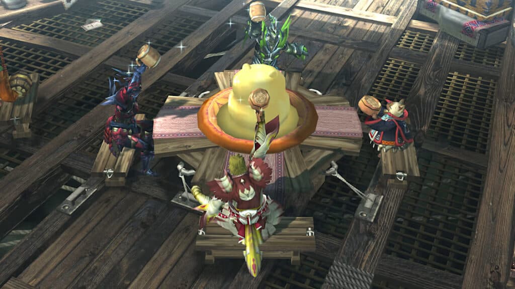 Hunters share a meal in Monster Hunter Generations