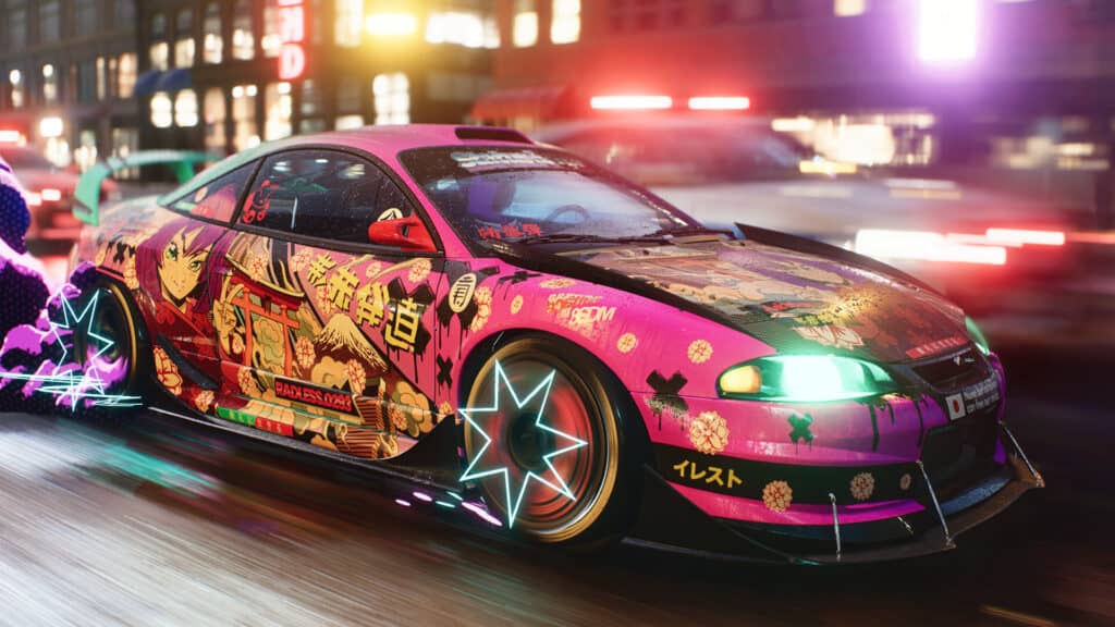Car represented by the new visual style of Need for Speed: Unbound.
