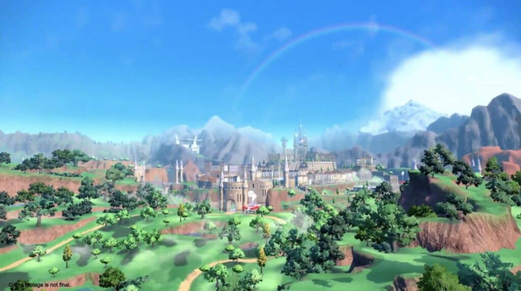 A shot of the Paldea region from Pokemon Scarlet and Pokemon Violet.