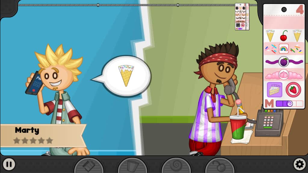 A screenshot from Papa's Freezeria Deluxe.