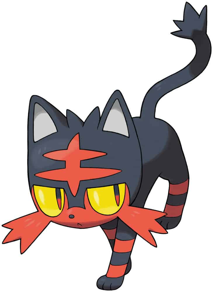 Official artwork for Litten in Pokémon Sun and Moon.