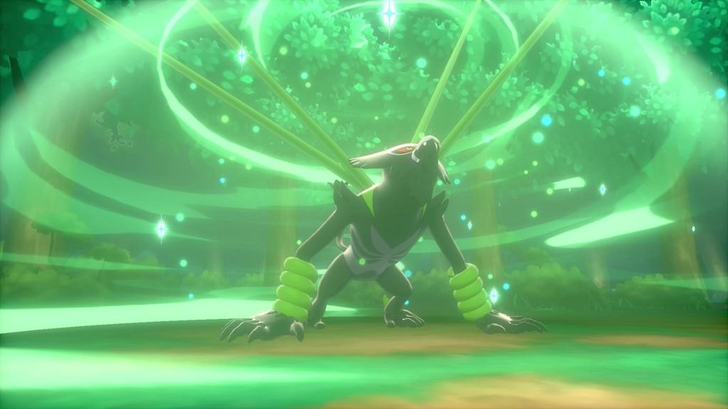Zarude using Jungle Healing in Pokémon Sword and Shield.