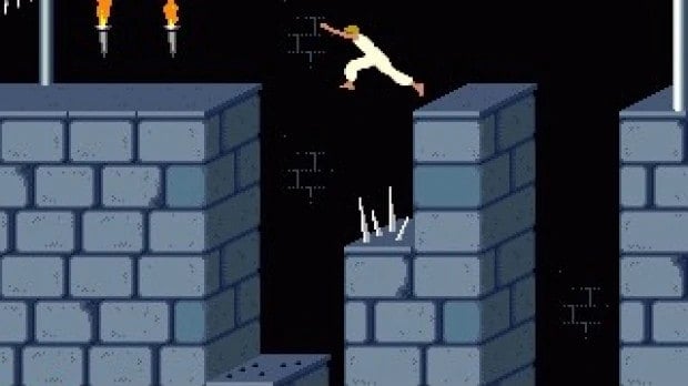 This screenshot from the original Prince of Persia shows off the cinematic platforming that made it such a success.