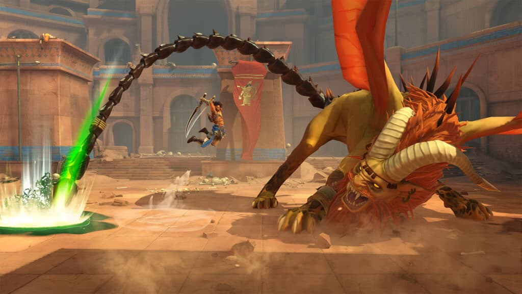 New protagonist Sargon takes on a manticore in Prince of Persia: The Lost Crown.