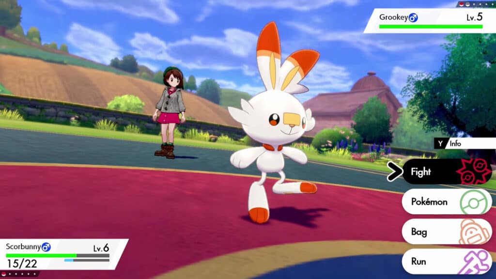 A Scorbunny used in Battle in Pokemon Sword.