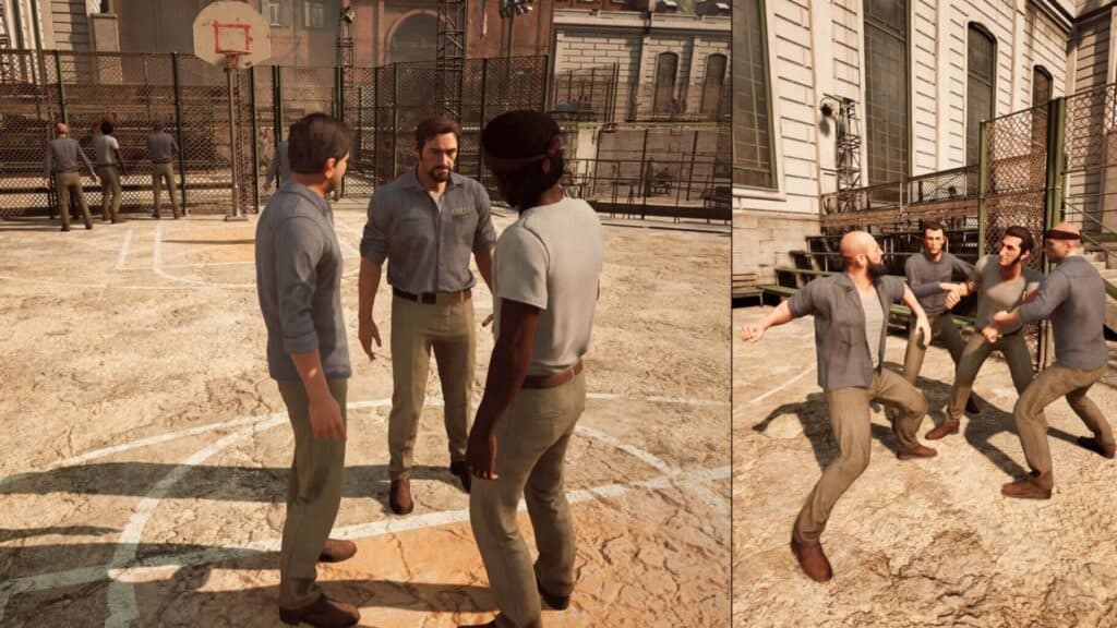 A way out screenshot in the prison yard