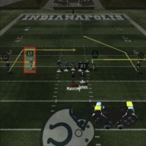 A screenshot from Madden NFL 2006, showing the player checking routes before the ball is snapped.