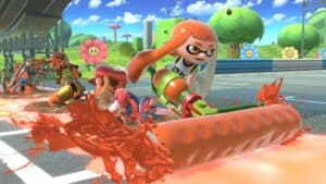 Screenshot of characters performing battle tactic in Super Smash Bros.