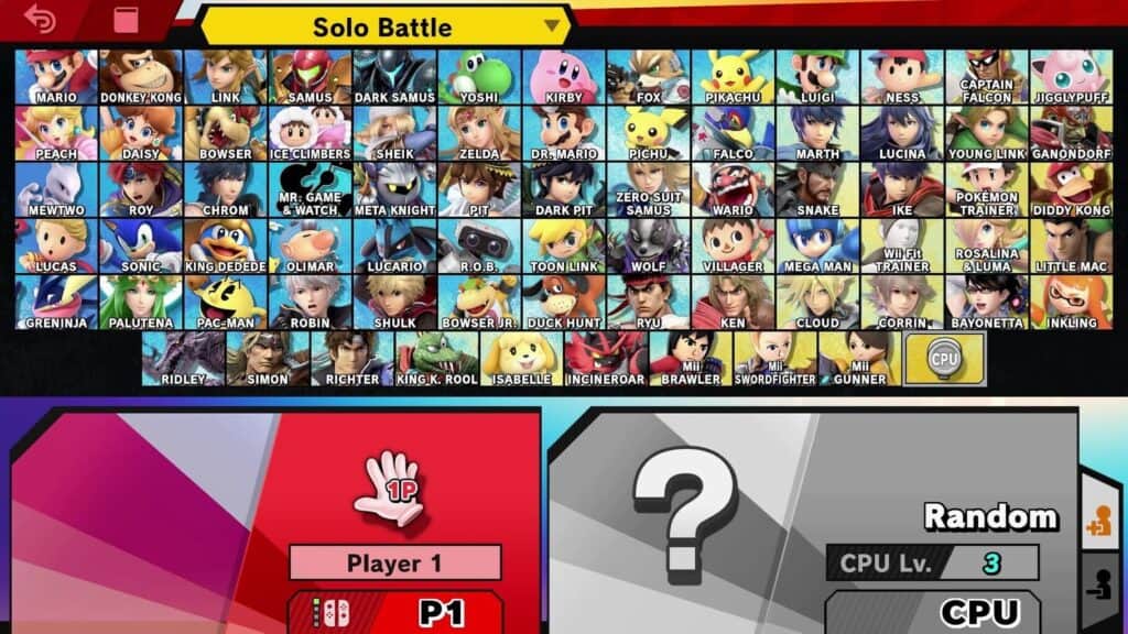 Super smash bros ultimate charater list