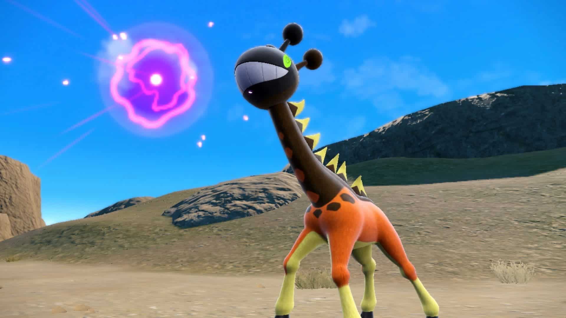 A screenshot of Farigiraf from Pokemon Scarlet and Violet.