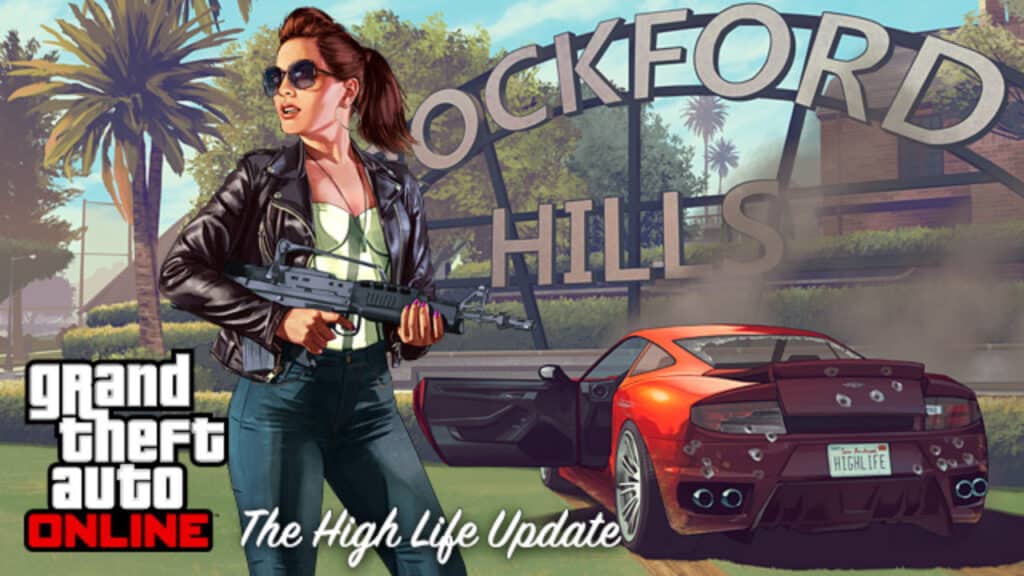 A promotional image for Grand Theft Auto Online's High Life Update.