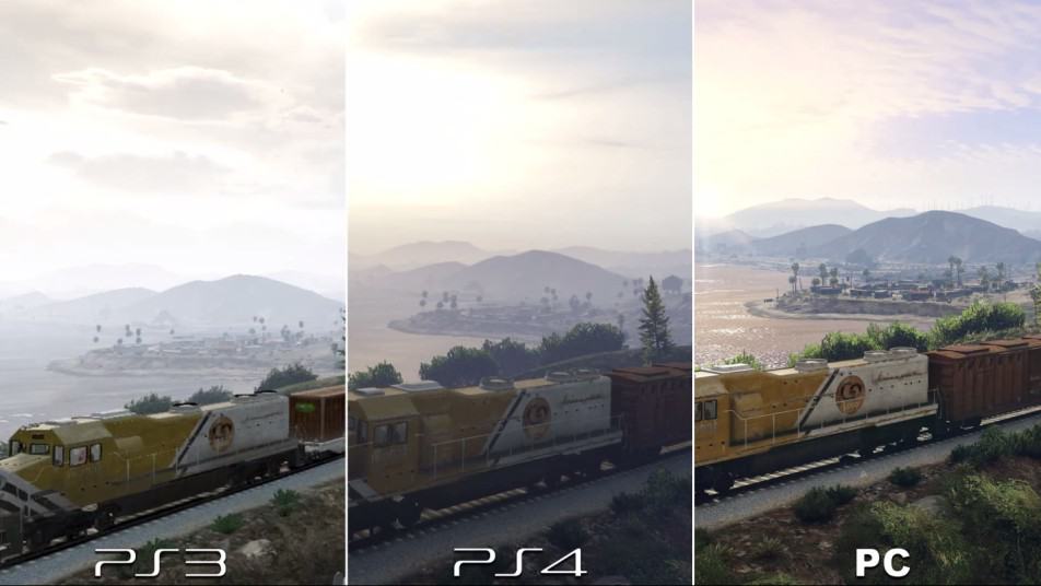 Grand Theft Auto V graphic comparison.