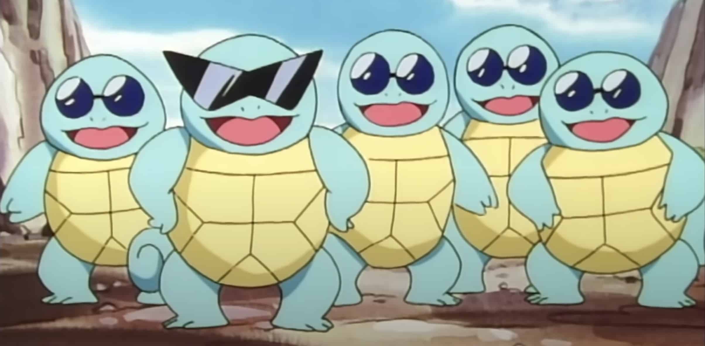 A gang of Squirtles wearing sunglasses