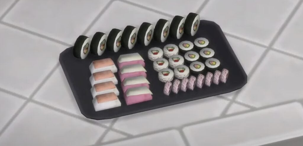A close up of Sushi in The Sims 4