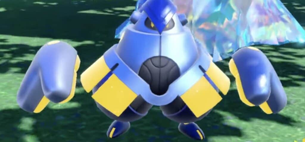 A close-up of Iron Hands in Pokemon Violet and Scarlet