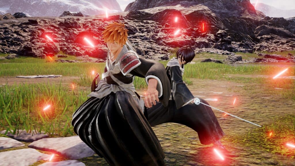 A screenshot of Jump Force showing two characters in battle