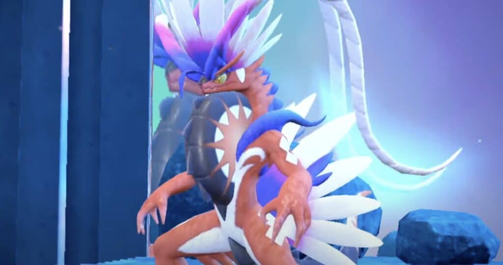 A close-up of Koraidon in Pokémon Violet and Scarlet