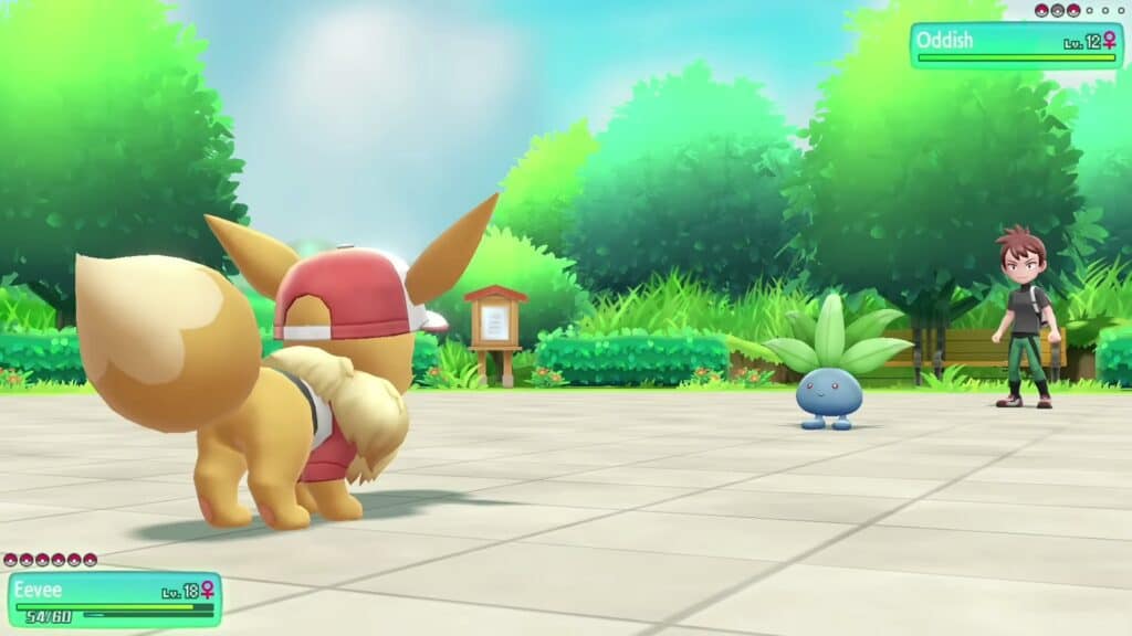 An in-game screenshot from Pokémon: Let's Go Eevee.