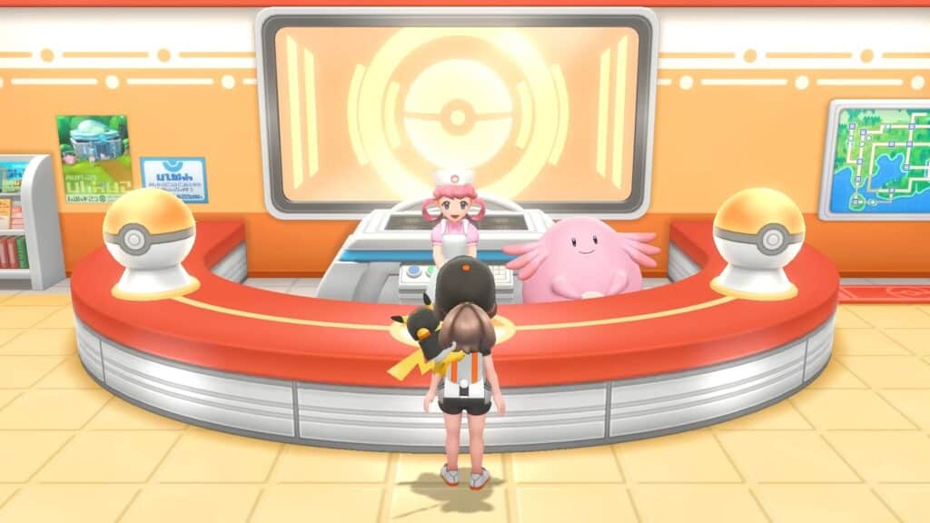 An in-game screenshot from Pokémon: Let's Go Pikachu.