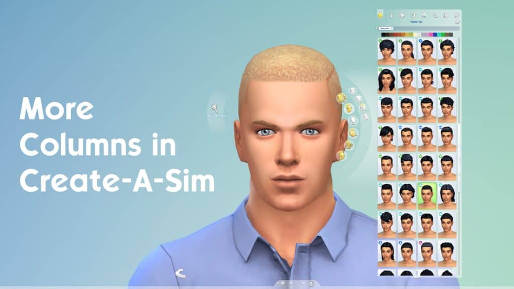 A Patreon promotional image for the More Columns in CAS mod for The Sims 4.