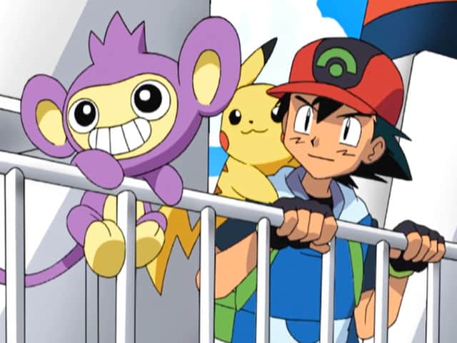 Ash, Pikachu, and Aipom prepare to take Sinnoh by storm.