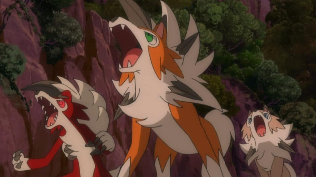 All three of Lycanroc's forms are on display here.