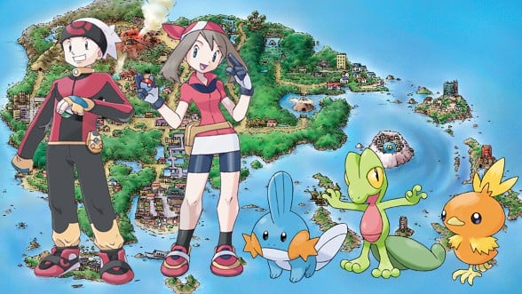 Pokemon Ruby trainers and starters promo