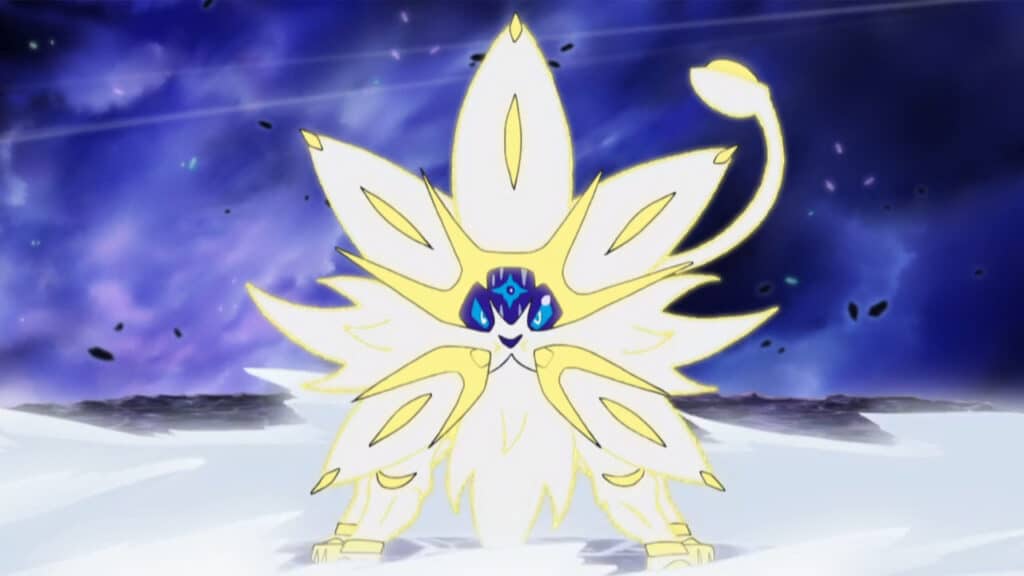 In this image Solgaleo assumes its potent Radiant Sun Phase for extreme power.