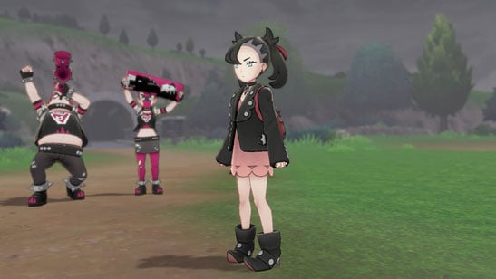 A screenshot of Marnie from Pokemon Sword and Shield.